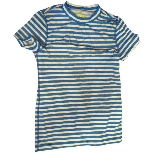J.Crew Crewcuts Blue White Stripe Short Sleeve Rashguard Girls Size 10 - Picture 1 of 4